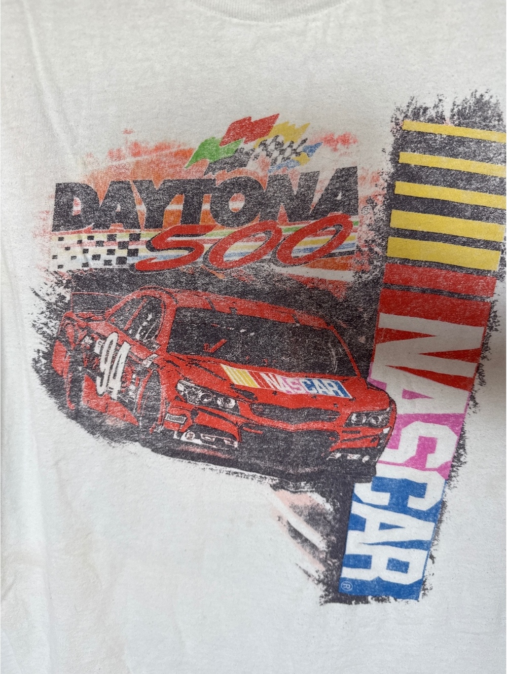 Vintage NASCAR Daytona 500 White Cotton T-Shirt Size L